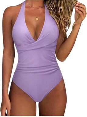 Sexy Tummy Control One Piece Swimsuits Halter Push Up Monokini 1668/9-3
